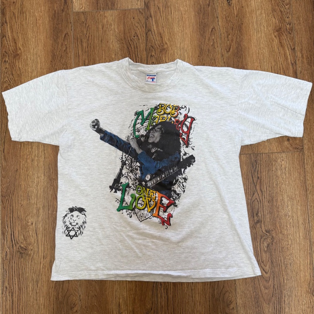 Vintage 90s Bob Marley One Love T Shirt Sun Island Super T Mens XL‎ Reggae Music